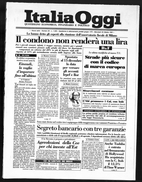 Italia oggi : quotidiano di economia finanza e politica